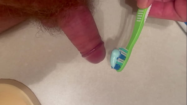 Brushing my teeth using my dick