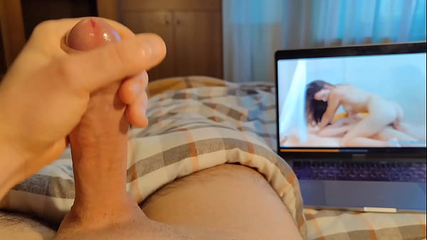 ASMR Horny guy jerks off big dick moans comes hard