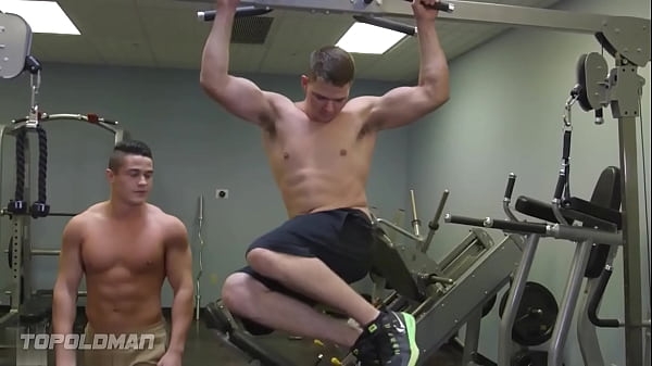 Two men making love in the gym