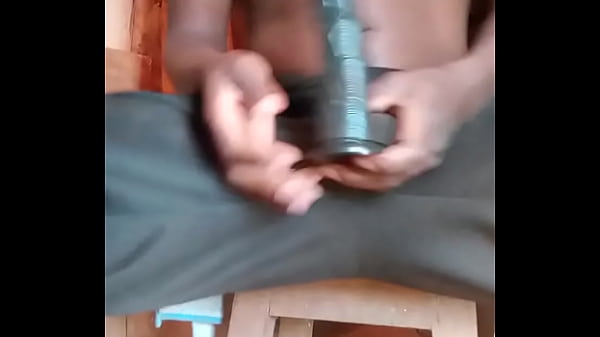 Breaking my virgin asshole with a black dildo