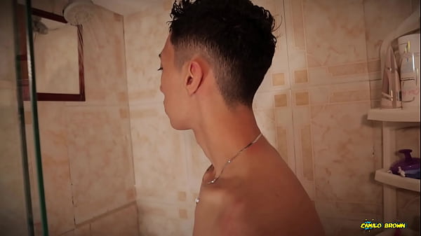 Hot Twink Jacobo Torres Jerking His Big Uncut Cock in the Shower Shooting His Cum All Over the Glass Door