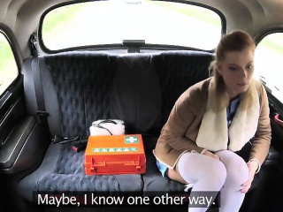 Blonde nurse Crissy fucked in the taxi