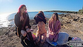 Fire Dancing Smoking Vaping Playing With Bubbles On The Beach While On Vacation