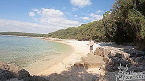 Matty Fucking Sucking Pussy Licking With Her Boyfriend On Private Tropical Adriatic Beach Creampie