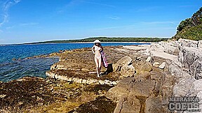 Poppy Risky Public Masturbation On Croatian Beach Vacation Video