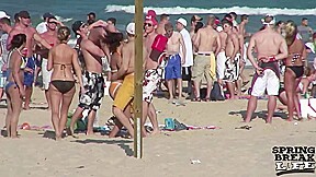 Windy Day on the Beach During Spring Break Meeting Some Party Girls