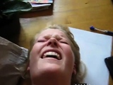 Blonde getting fucked on table