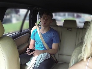 Milf taxi driver seducing young guy in her fake taxi