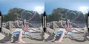 Matty Risky Public Dildo Masturbation On Beach Cheri Rebeka Ruby Sunbathing Background
