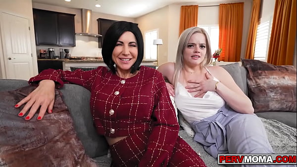 Stepmom SAge Pillar and her friend Brooke Barclays taking turns riding and bouncing on  Austin Pierces hard cock