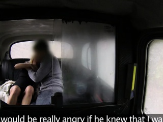 Huge tits British blonde fucking in fake taxi