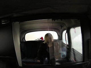 Natural blonde fucking in fake taxi